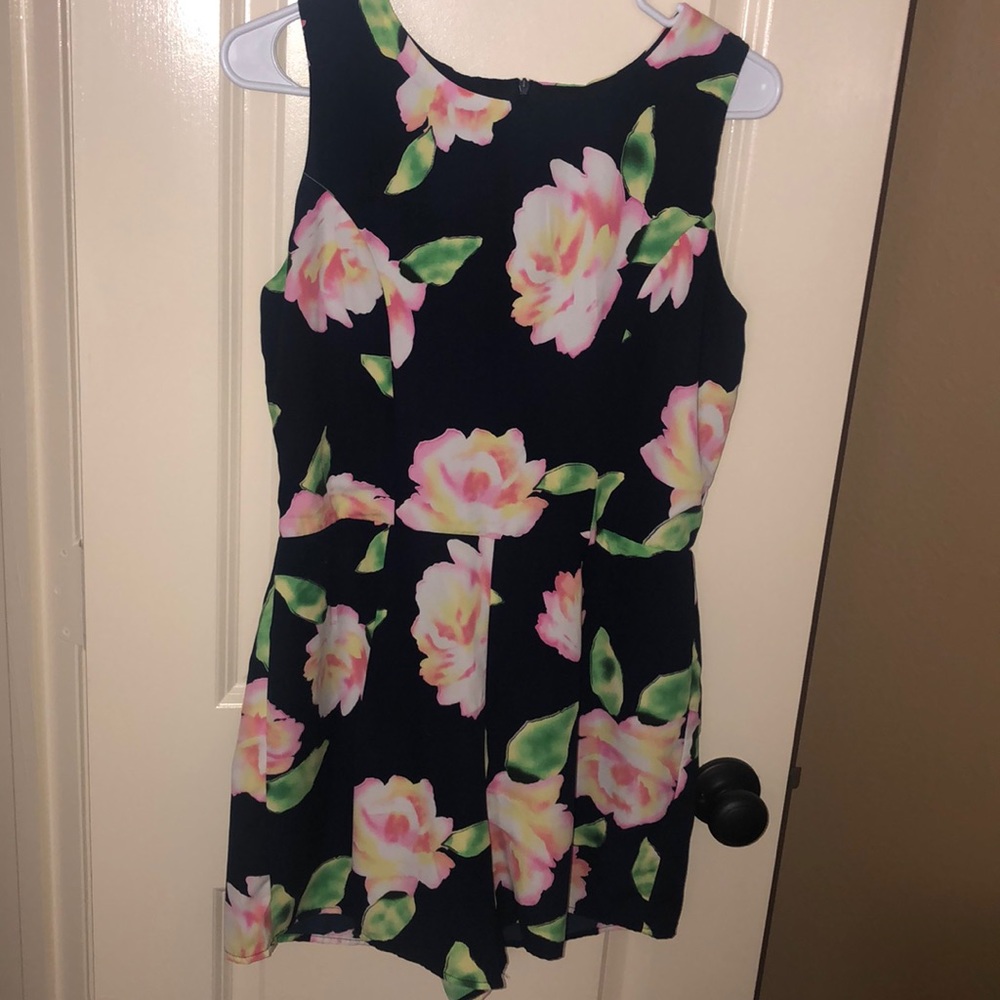 Navy, floral romper; size small